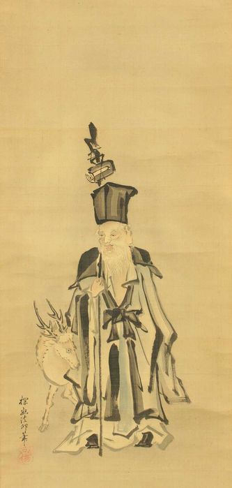 Obraz Kakemono Tryptyk Kanō Tan'yū Oryginał z 17 wieku.