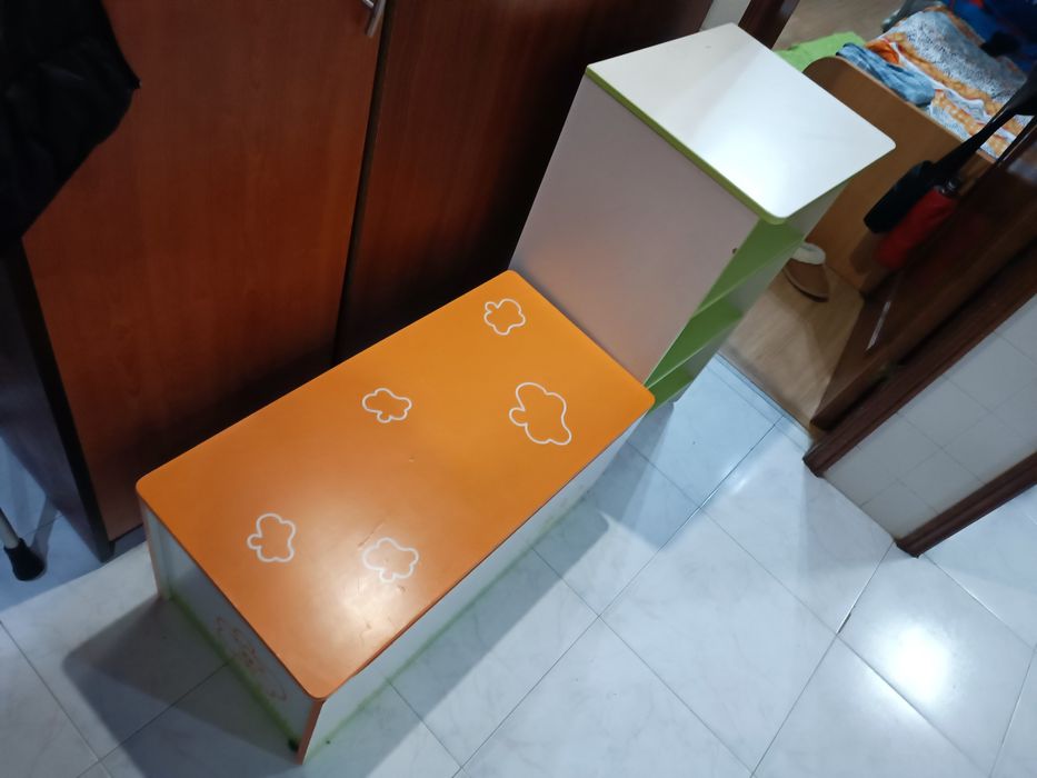 Movel Baú + Estante Infantil Moviflor (Linha Curly) – Ótimo Estado