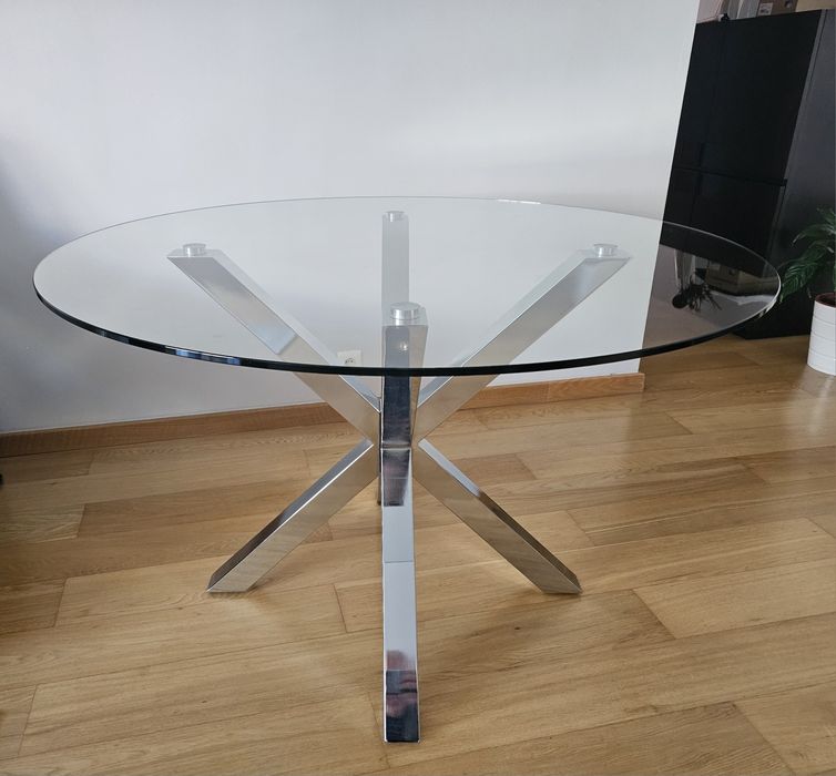 Mesa Vidro Pés Inox (1.20 mt) - Nova