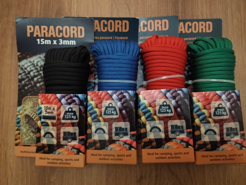 linka PARACORD zestaw 4x15 metrów 3mm 125kg   udźwig