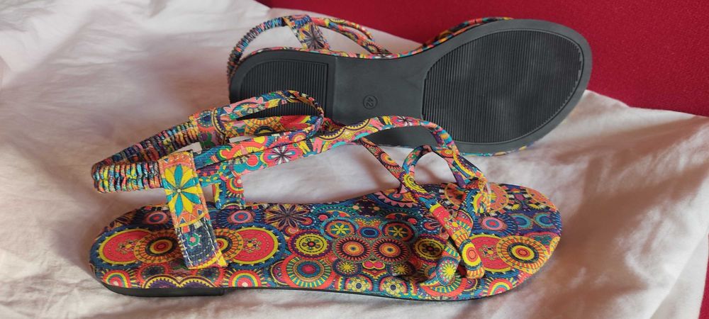 sandały damskie, japonki boho - rozm. 42