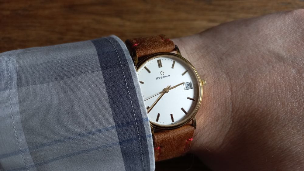 Sprzedam męski pozłacany zegarek garniturowy Eterna tylko 6.2mm grub.
