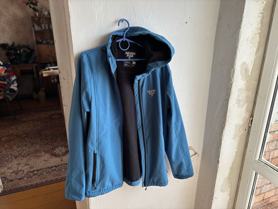 Seven For 7 softshell/bluza z kapturem XL,niebieska, polar, stan dobry