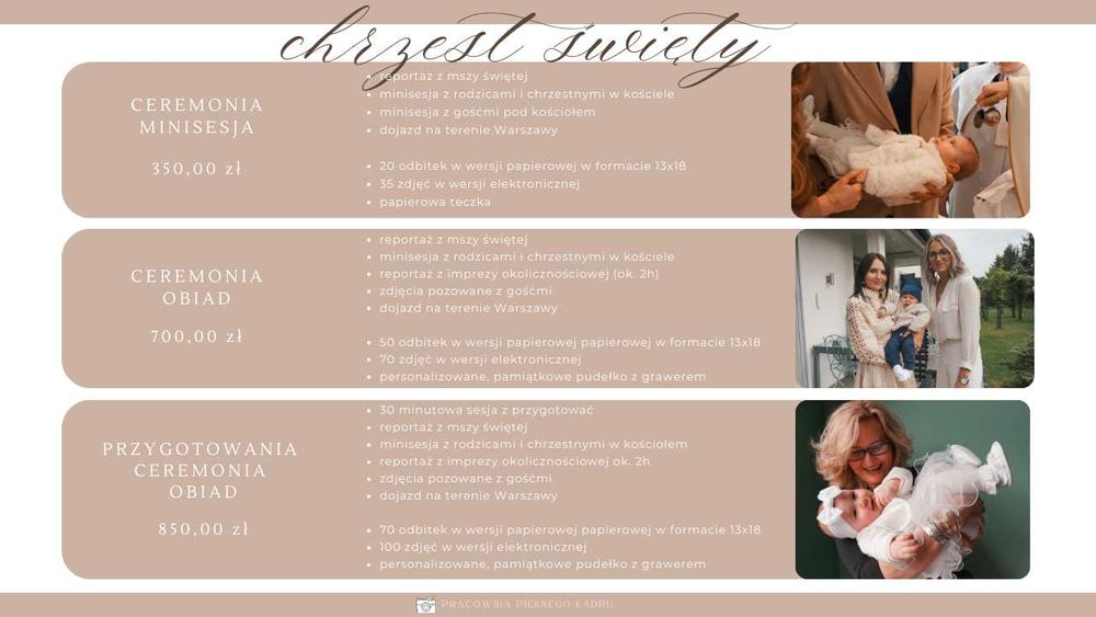 Fotograf Warszawa-Chrzest-Komunia-Wieczór Panieński-Ślub WOLNE TERMINY