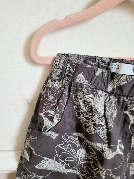 Spodnie 98 boho haremki Alladynki w kwiaty piwonie scandi + gratis