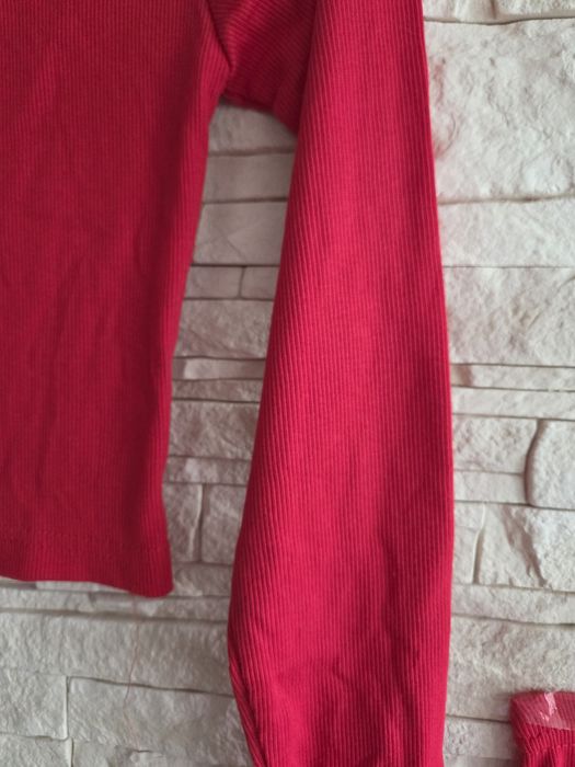 Czerwony top plus spódnica ołówkowa długa prążek Pakuten  rozm L/XL