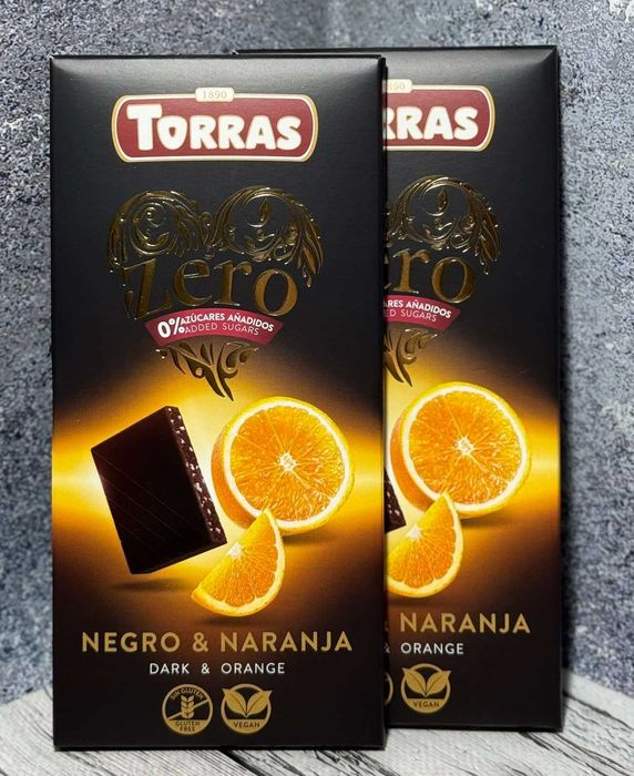 Шоколад Torras чорний (з апельсином) без цукру 125 г   без глютену