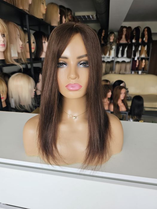 Topper z włosów naturalnych Natalia brąz zagęszczenie tupet