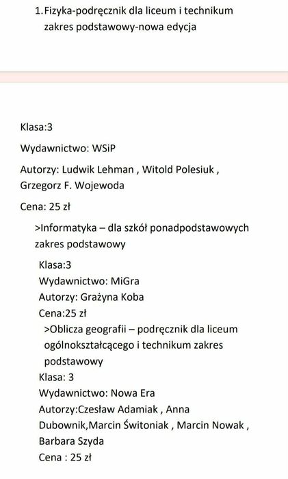 Książki dla szkół średnich