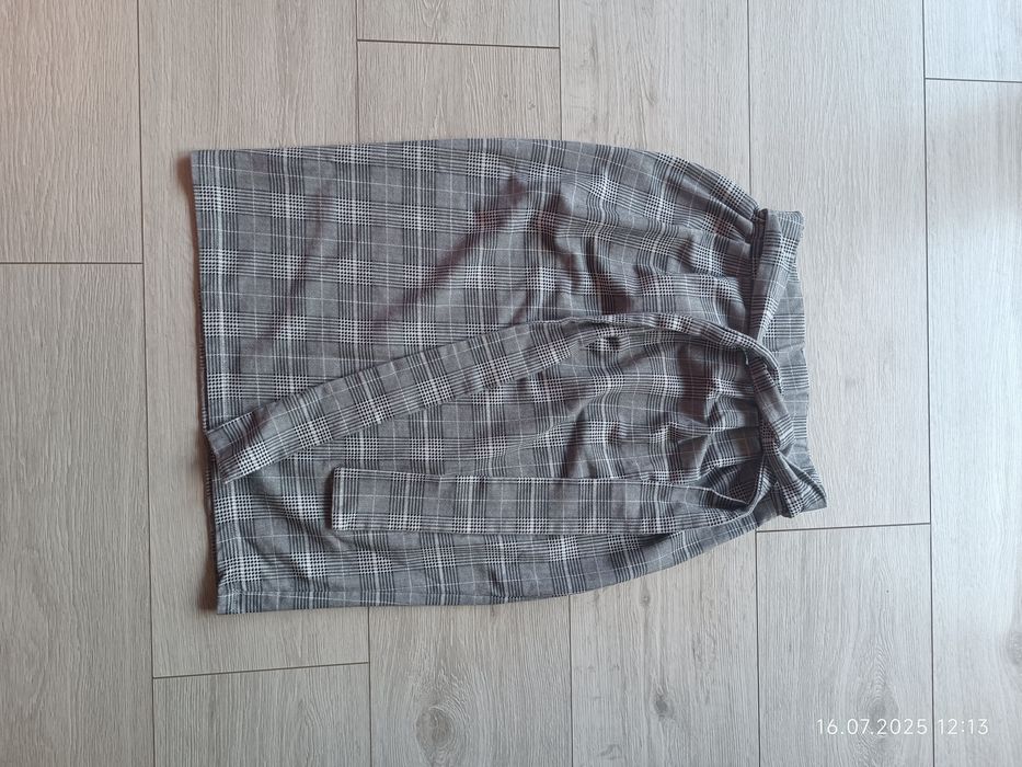 Spódnica prosta szara w kratę elegancka XS Marie Zelie