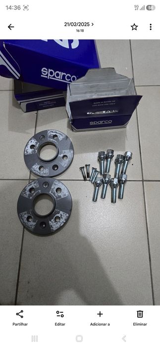 Jogo de 4 Espaçadores Sparco 4x98 (2x 13mm + 2x 20mm) c/ Pernos - Grupo Fiat