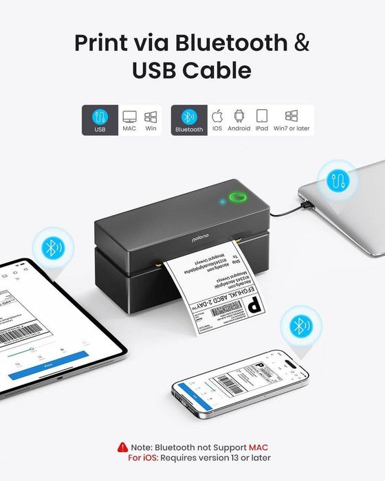 Принтер етикеток POLONO PL80E Bluetooth Thermal