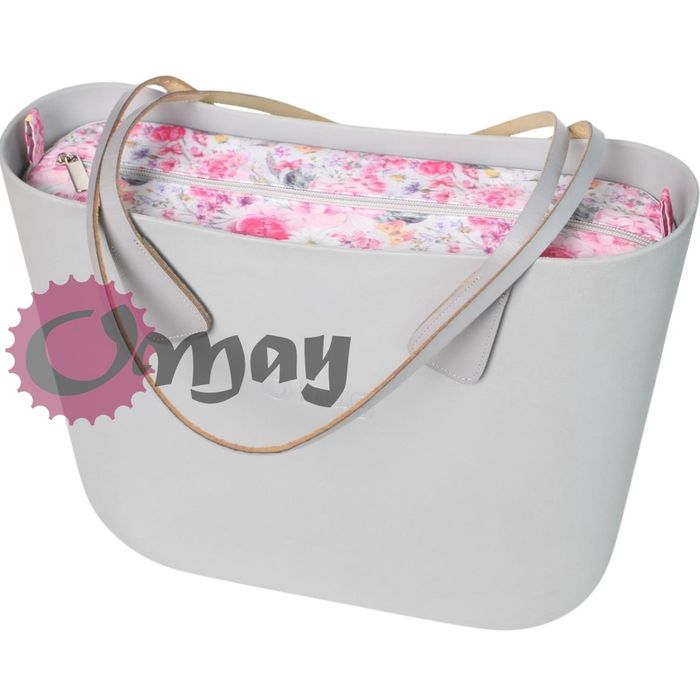 organizer OBAG STANDARD kwiaty różyczki różowe szary wkład OMAY