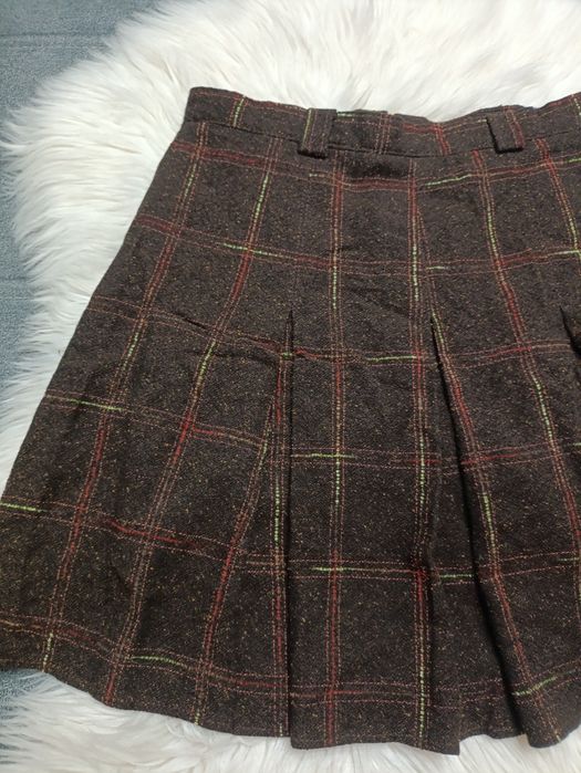 Spódniczka spódnica vintage brązowa w kratę vintage  XS /s