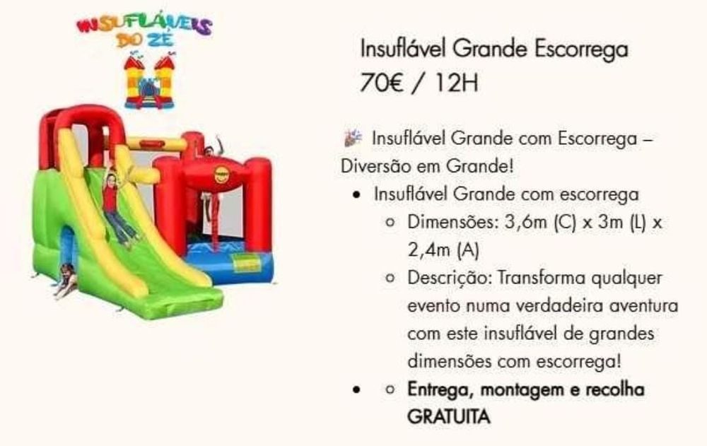 Insufláveis aluguer