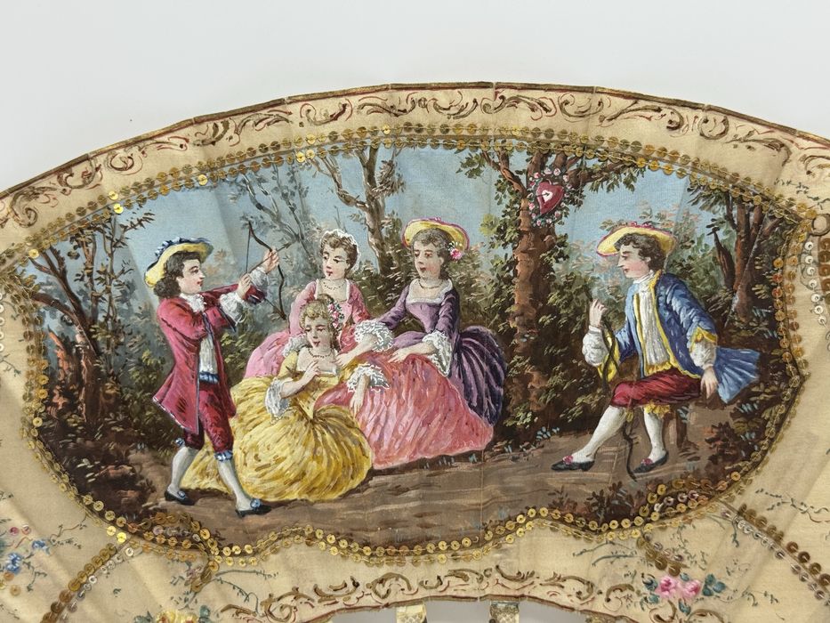 Leque Francês Elegante – Circa 1780, Estilo Luís XVI Rococó