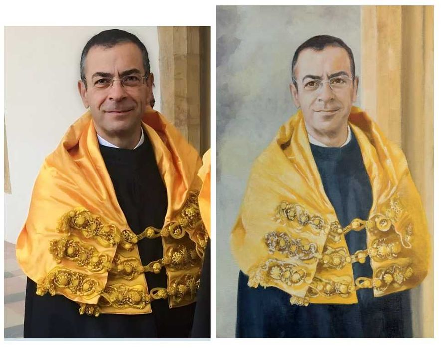 Retrato por foto, óleo sobre tela