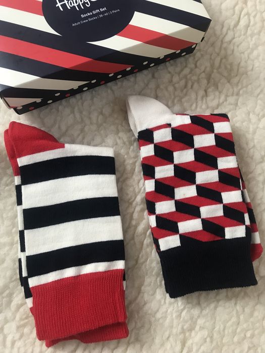 Zestaw 3 pary świąteczne długie skarpety we wzorki Happy Socks