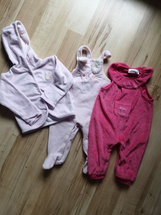 Bluza i ogrodniczki pajac dziewczynka 56 62 różowe