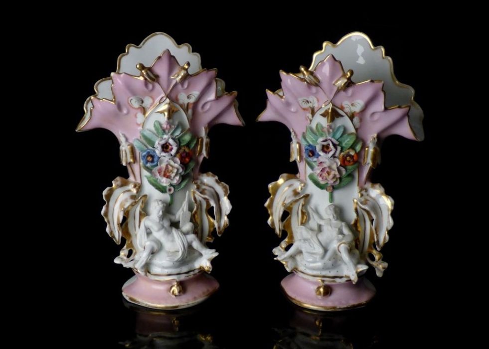 Par de Jarras antigas em vidro coalhado