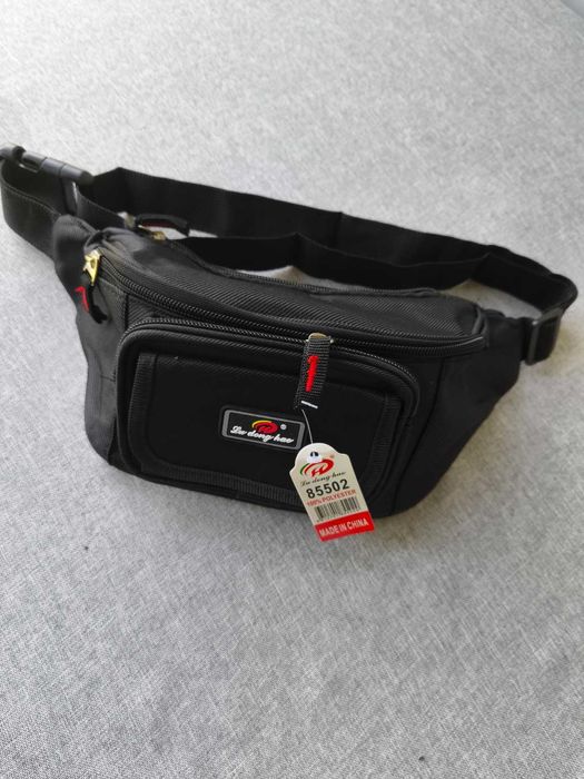 Nerka czarna prosta kieszenie regulowany pasek męska pojemna