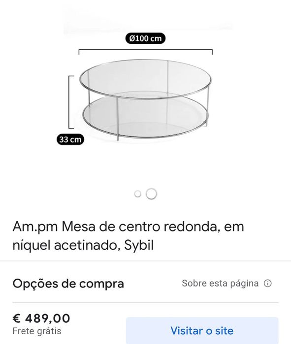 Mesa de centro em vidro