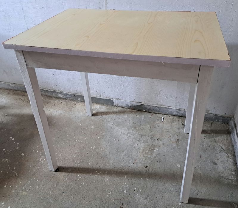 Stół Kuchenny Drewniany Biały - Nieduży, Praktyczny, Stary
