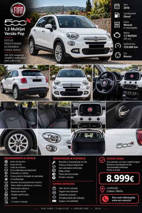 Fiat 500x 1.3 diesel 2016