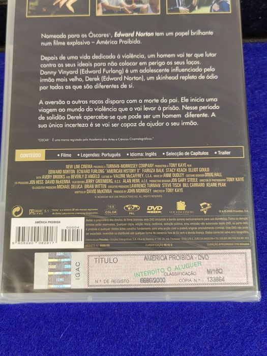 Filme DVD "América Proibida" com Edward Norton - novo e selado
