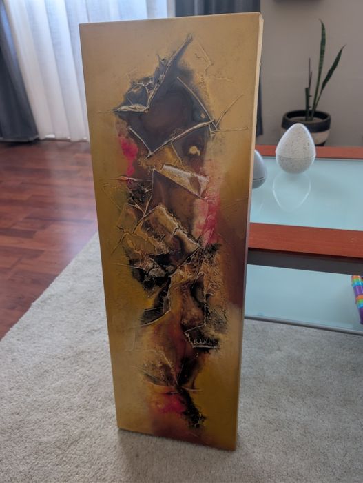 Quadro de aguarela alto relevo