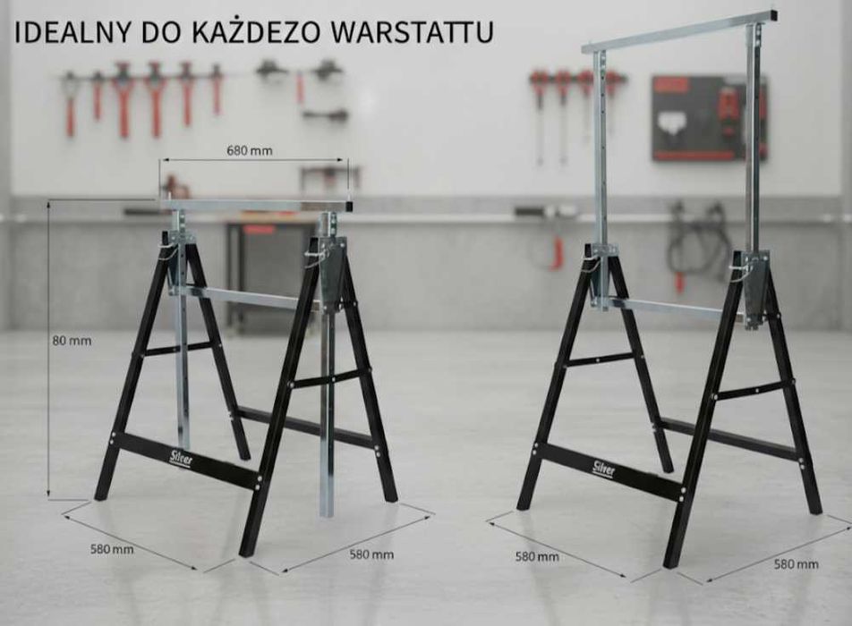 Koziołek warsztatowy SILVER regulowany – kobyłka stojak do 130 cm