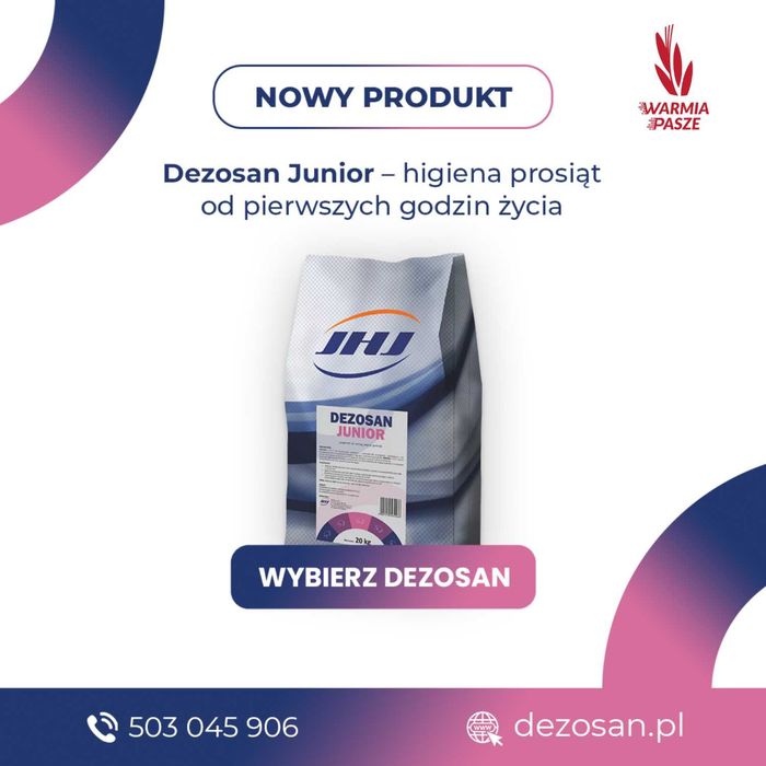 Dezosan junior - sucha kąpiel dla prosiąt | 1200 kg | higiena prosiąt