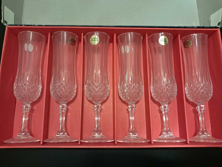 Conj. 6 Flutes de Champanhe Cristal d'Arques Paris Longchamp (Novas)
