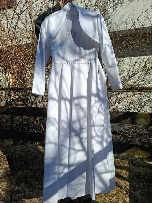 sukienka komunijna + bolerko+ przekrycie ramion + inne dodatki