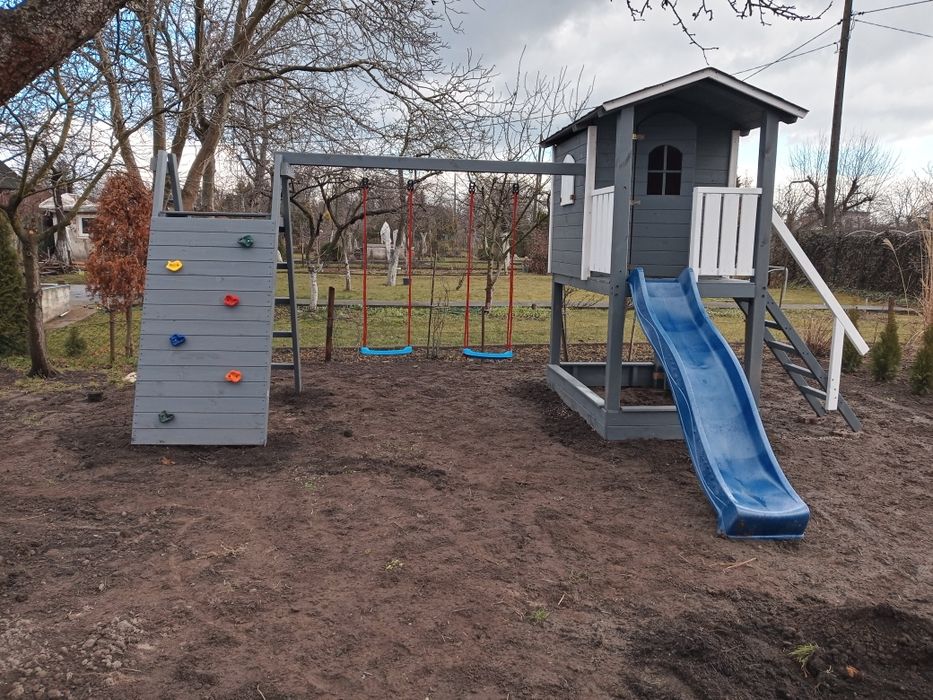 Posezonowa Wyprzedaż MODELU 2025 Plac zabaw domek ślizg wspinaczka huś
