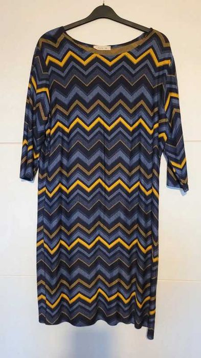 Sukienka Zaria granatowo-niebiesko-żółta 50