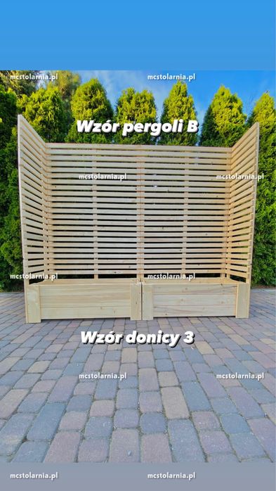 Donica z pergolą pod wymiar płot lamelowy pergola donice