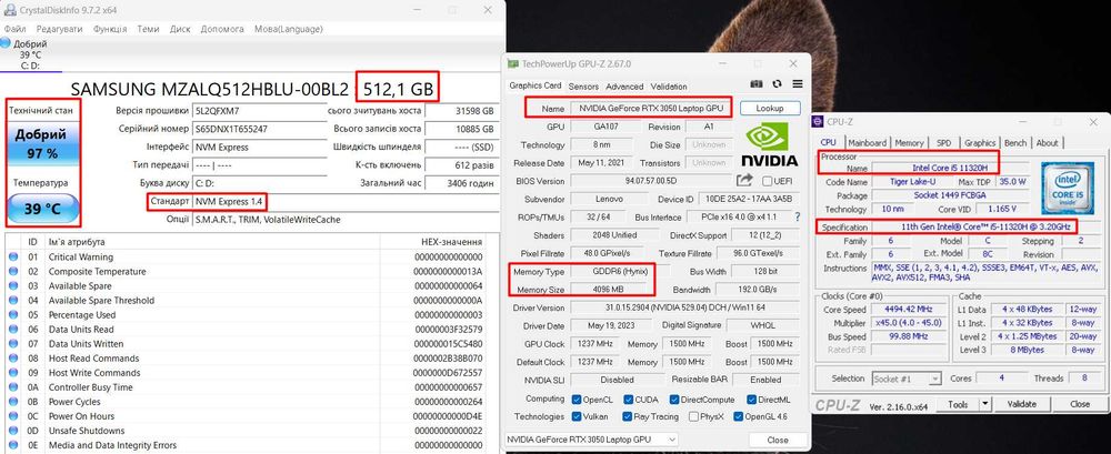 Lenovo Ideapad｜RTX 3050｜i5-11320H｜15,6"｜144Гц｜OЗУ 8 gb｜ssd 512