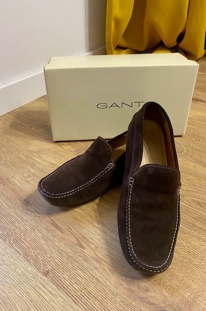 Mokasyny męskie Gant - rozmiar 43, zamsz, skóra, brązowe