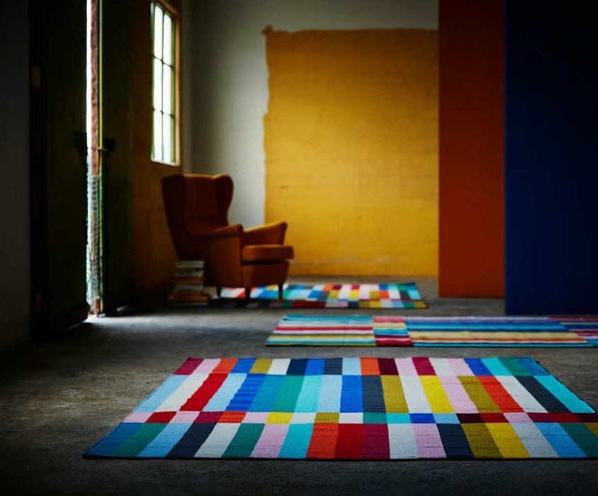 Tapete tecelagem plana, feito à mão multicor, 170x240 cm