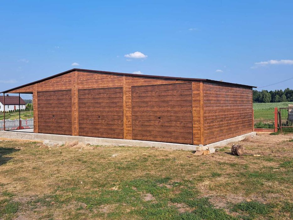 Podwójny Garaż Drewnopodobny 6x5  + Wiata 2x5  w CENIE PROMOCJA!