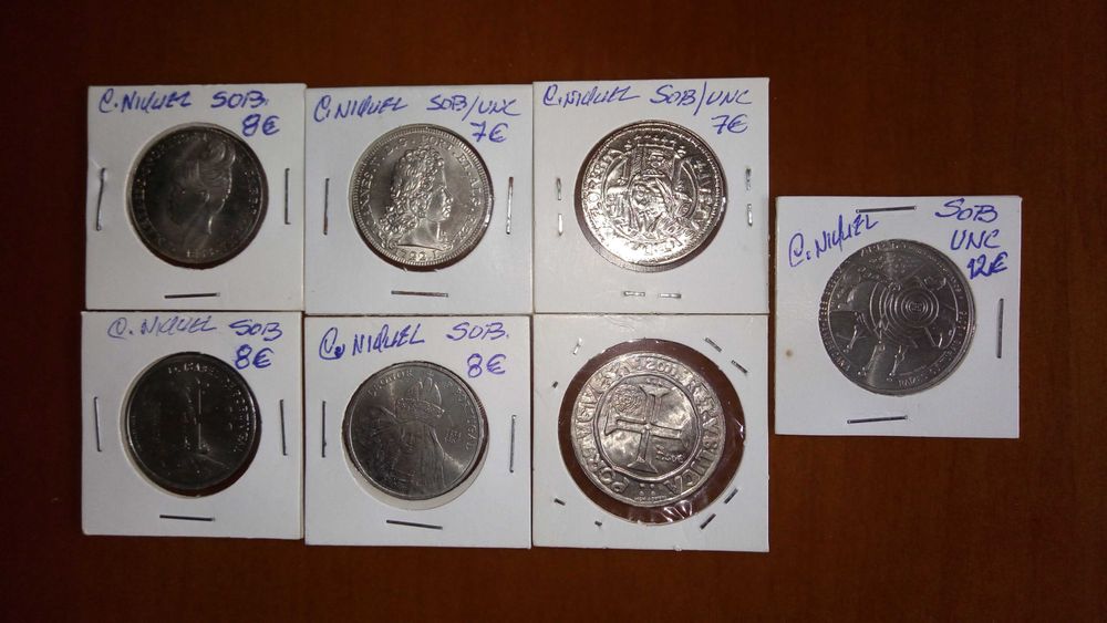 Lote de 7  Moedas de 5€ e 7,5€, em Estado UNC, (VER DESCRITIVO)