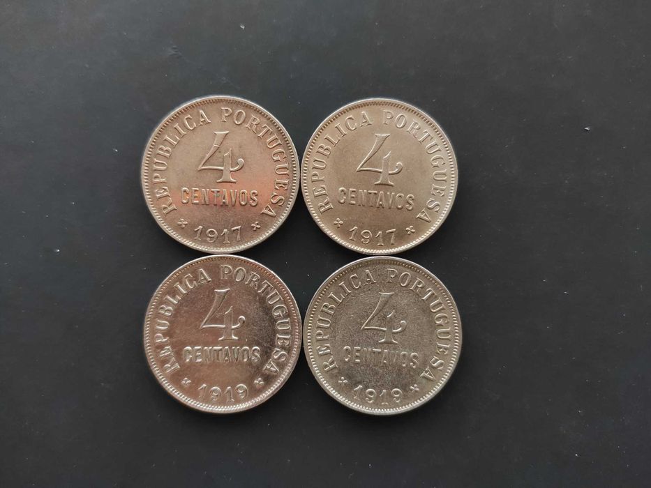 Conjunto de 4 moedas de 4 Centavos 1917 + 1919