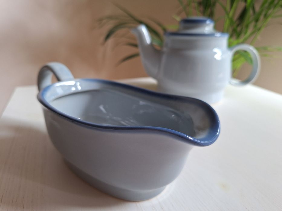 Serwis kawa herbata prl niebieski na 6 osob unikat porcelana