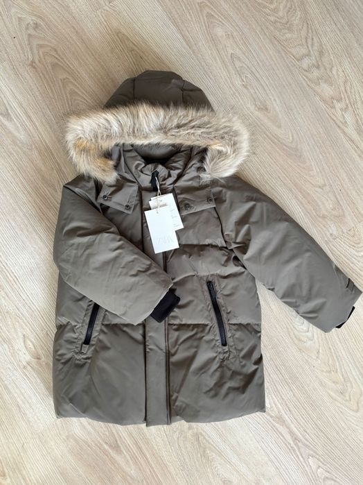 Довгий пуховик Zara 50% перо і 50% пух водовідштовхувальний