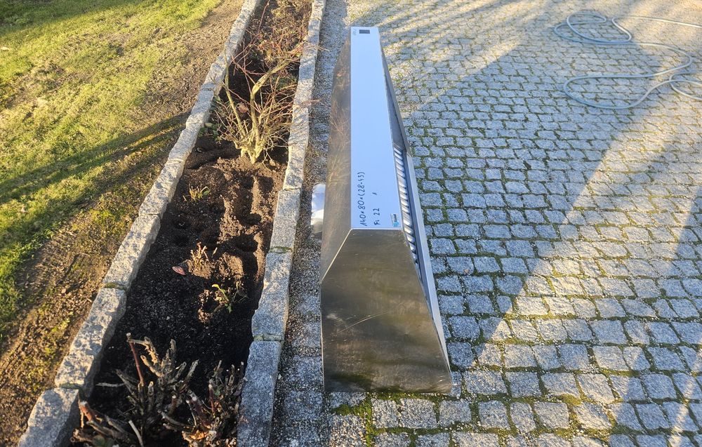 Okap przyścienny skośny, okap gastronomiczny, meble z nierdzewki