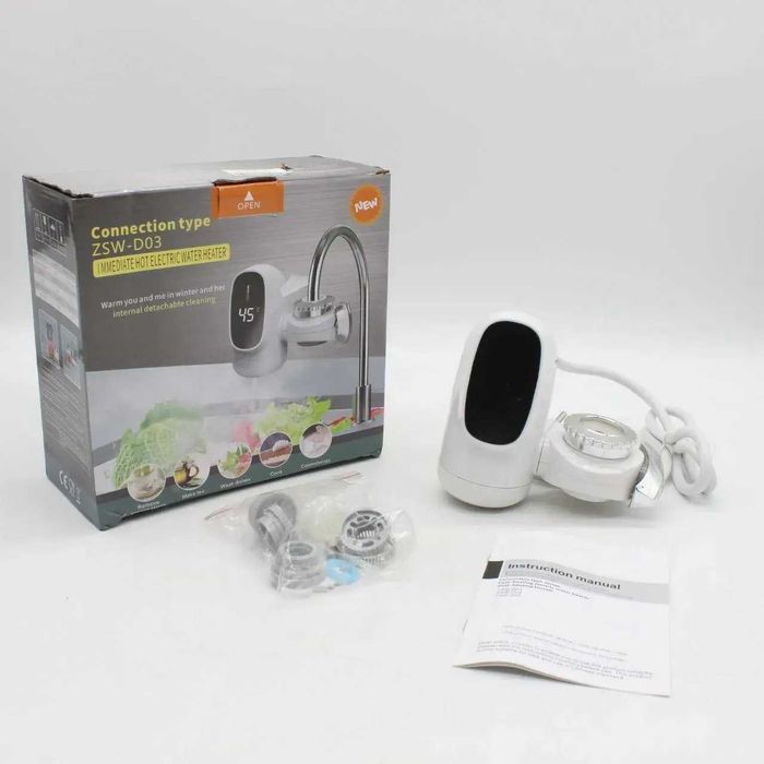 Проточний водонагрівач Zoosen ZSW D03 з LCD дисплеєм нагрів до +50 С