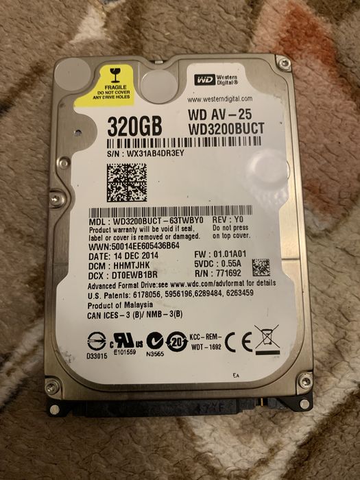 Жорсткий диск WD 3200BUCT 320GB. Виробник Malaysia.