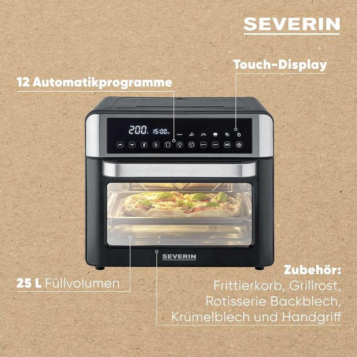 SEVERIN TO 2077 Piekarnik i frytkownica 2w1, 2200W, 25 L