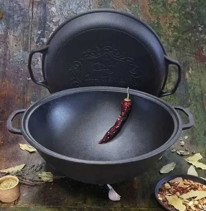 Азиатский казан для плову от 5л до 15л Крышка, крышка-сковорода Казани